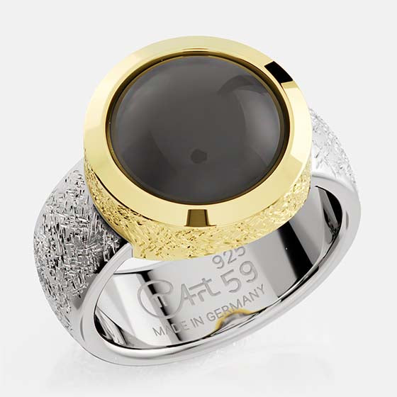 Bague Ovalis Pierre de Lune Anthracite