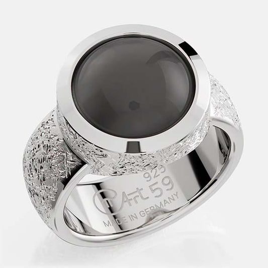 Bague Ovalis Pierre de Lune Anthracite